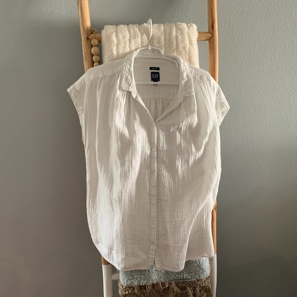 Creme Gap XL Crinkle Gauze button down